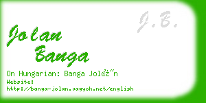 jolan banga business card